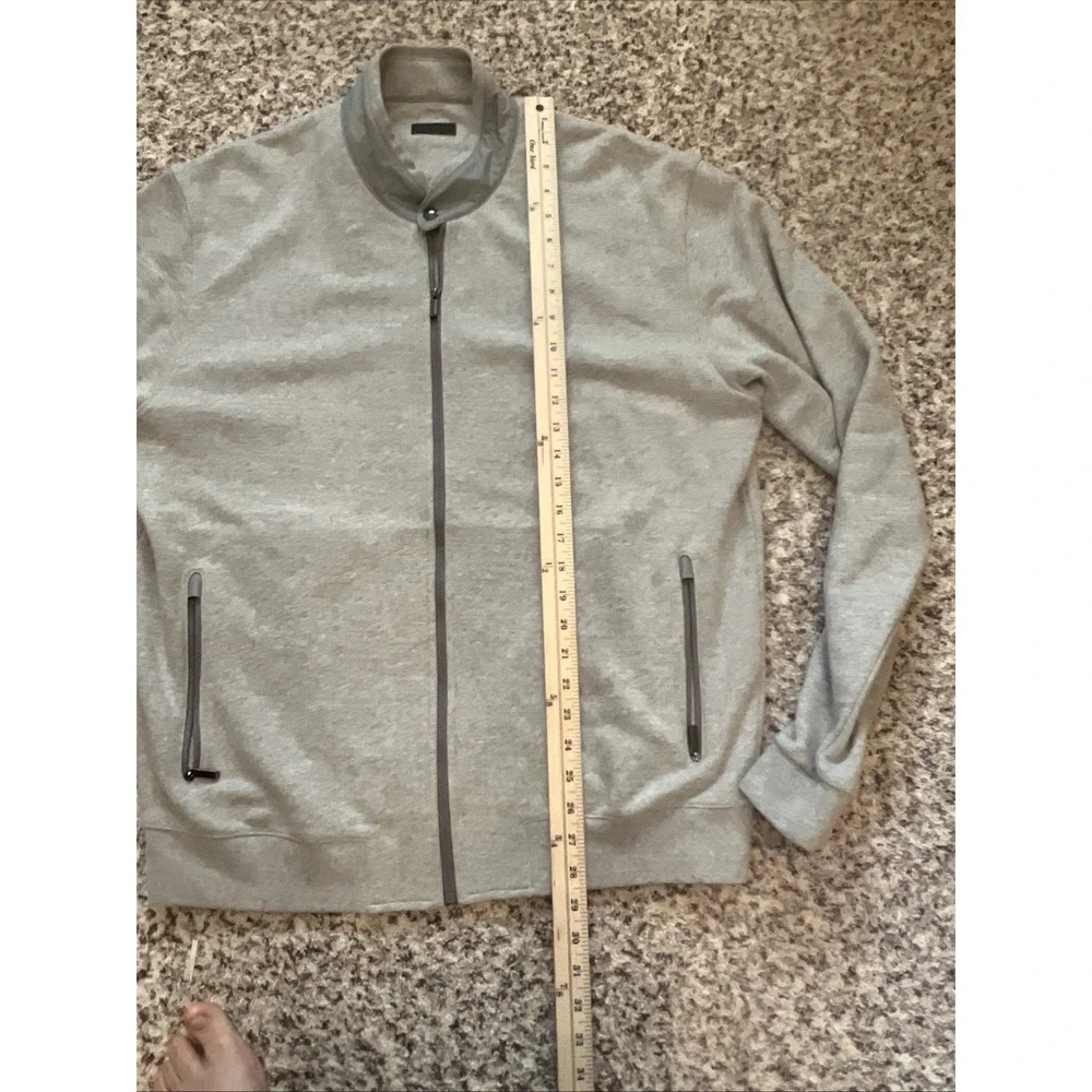 Z Zegna Mens SweatJacket Full Zip Size XXL Light Gray Zip Pockets Polyester